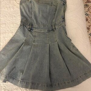 Mustard Seed Light Blue Zippered Dress